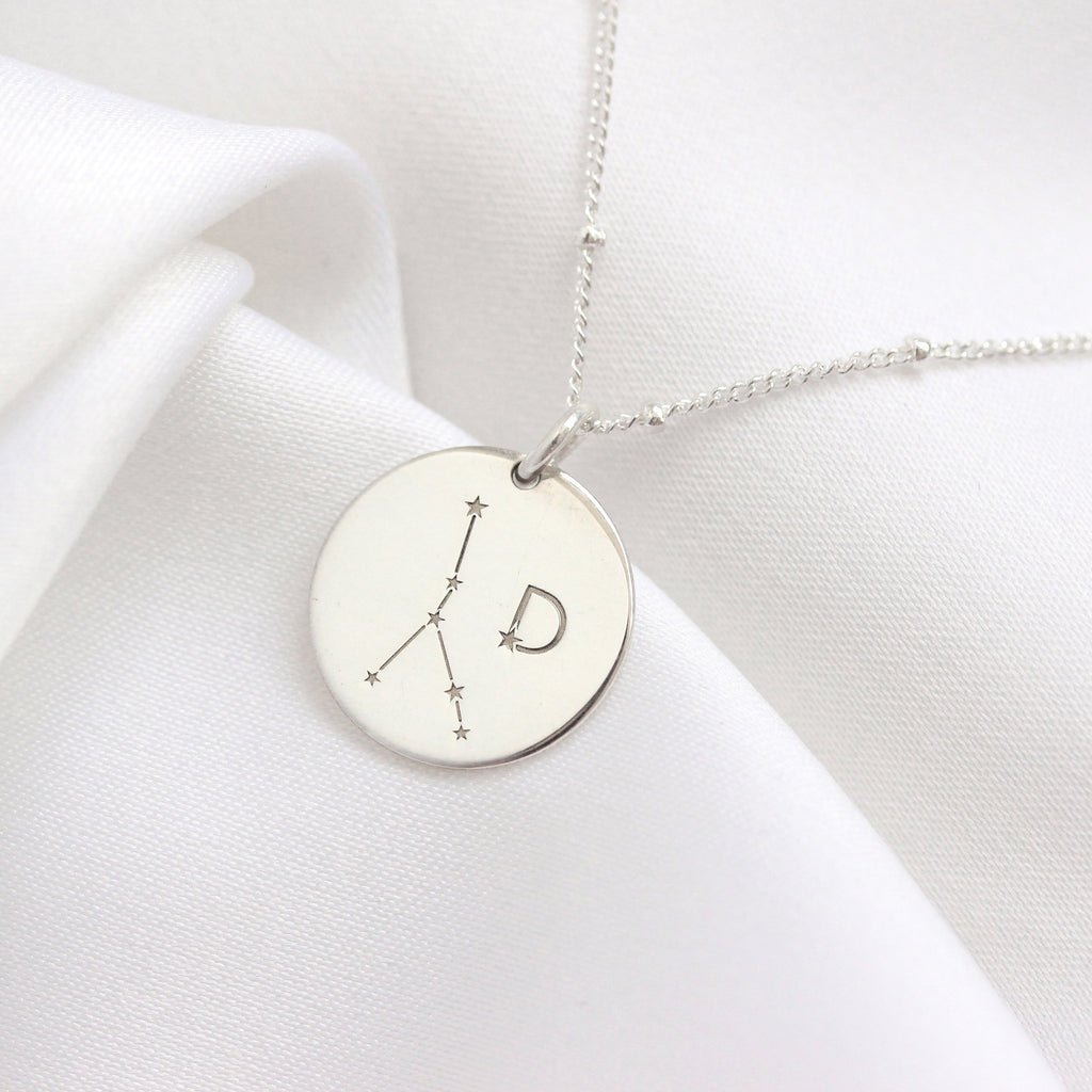 Collier personnalisé avec initiales en argent sterling et constellation