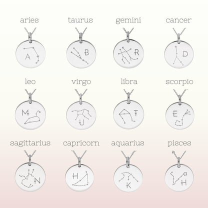 Collier personnalisé avec initiales en argent sterling et constellation