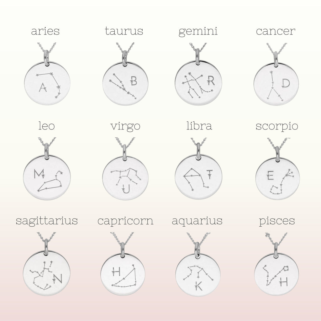 Collier personnalisé avec initiales en argent sterling et constellation