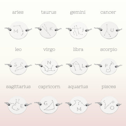 Bracelet personnalisé en argent sterling avec initiales constellations