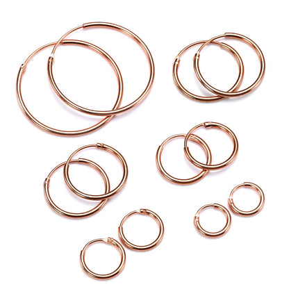 Créoles légères en argent sterling plaqué or rose de 8 à 35 mm