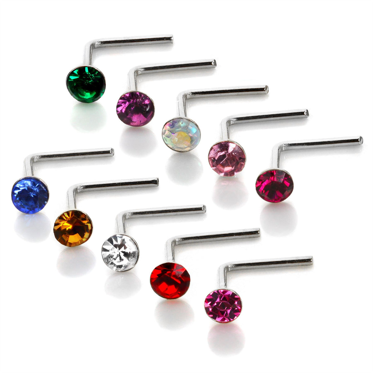 Piercing de nez en argent sterling avec cristal CZ rond de 2,8 mm