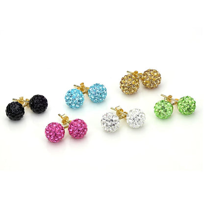 Boucles d'oreilles à tige en or jaune 9 carats avec cristaux pavés de 7 mm