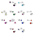 Boucles d'oreilles à tige en argent sterling avec cristal rond de 4 mm