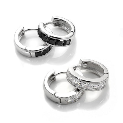 Boucles d'oreilles Huggie Princesse en argent sterling et zircones cubiques