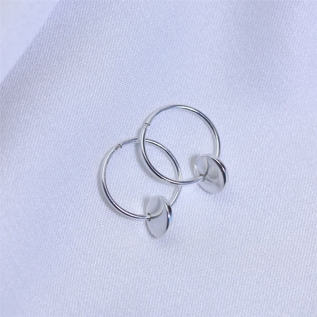 Boucles d'oreilles créoles à breloques rondes en argent sterling de 10 à 22 mm