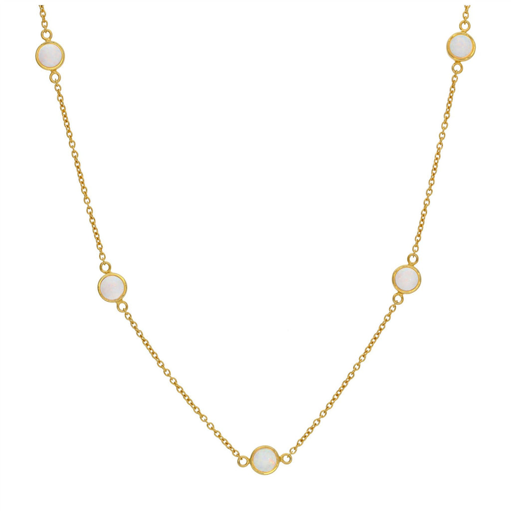 Collier en argent sterling plaqué or avec plusieurs zircones cubiques et opales 40,6 cm et 5 cm