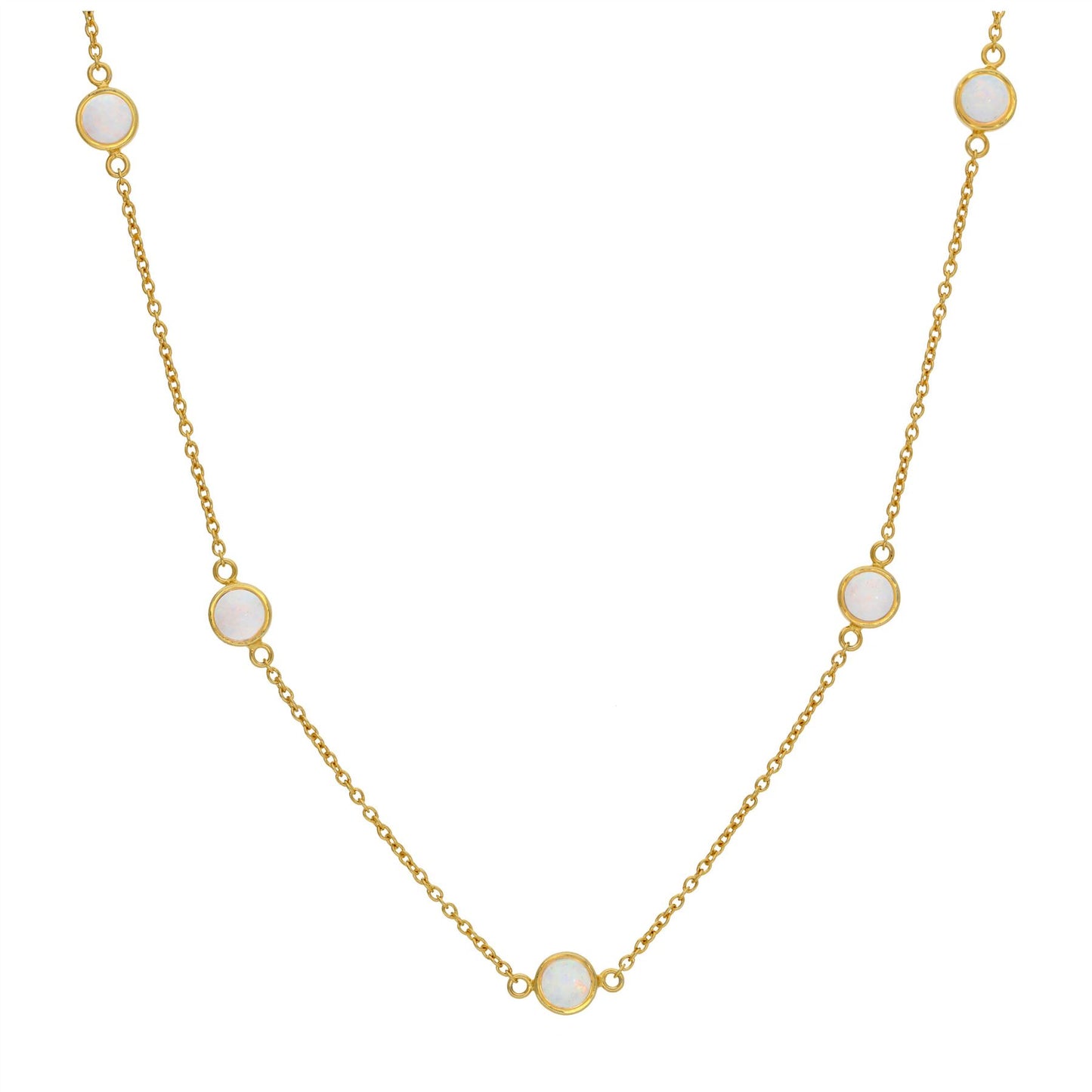 Collier en argent sterling plaqué or avec plusieurs zircones cubiques et opales 40,6 cm et 5 cm