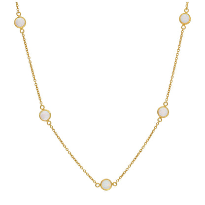 Collier en argent sterling plaqué or avec plusieurs zircones cubiques et opales 40,6 cm et 5 cm