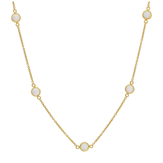 Collier en argent sterling plaqué or avec plusieurs zircones cubiques et opales 40,6 cm et 5 cm