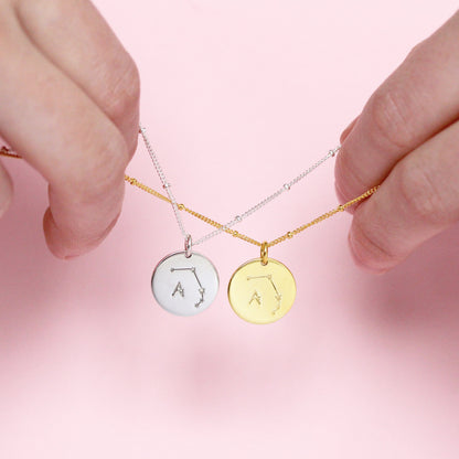 Collier personnalisé avec initiales en argent sterling et constellation