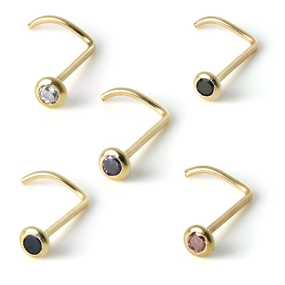 Vis de nez en or 9 carats et cristal CZ rond de 2 mm