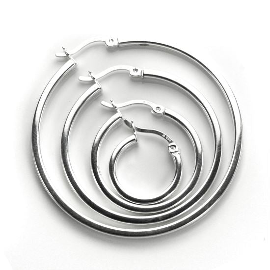 Boucles d'oreilles créoles carrées en argent sterling de 2 mm