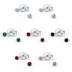 Boucles d'oreilles à tige en argent sterling et cristal de 2 mm