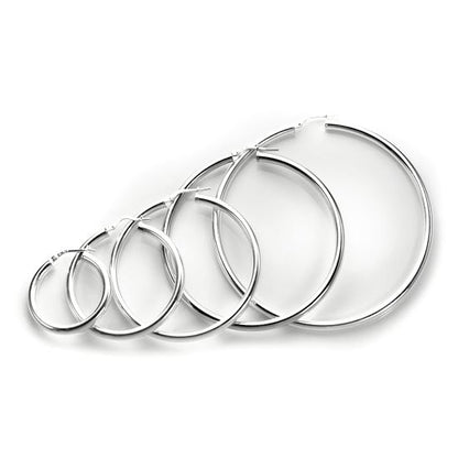Boucles d'oreilles créoles rondes unies en argent sterling de 3 mm