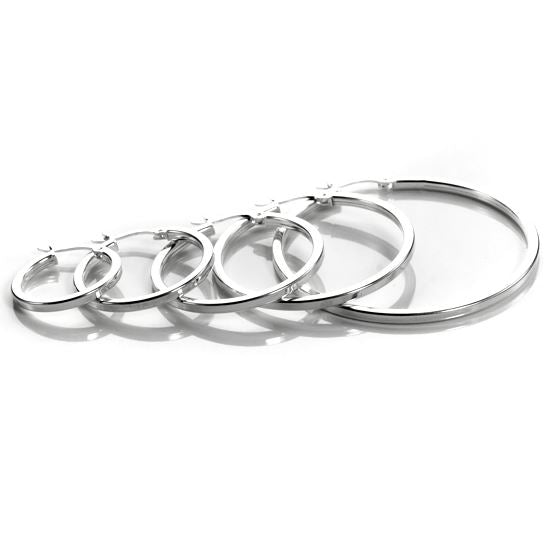 Boucles d'oreilles créoles carrées en argent sterling de 2 mm