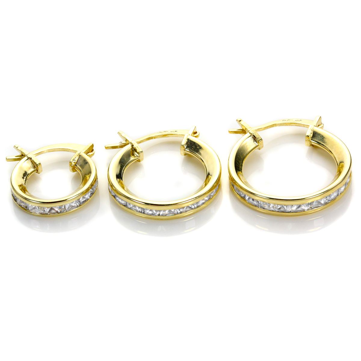 Boucles d'oreilles créoles en or jaune 9 carats et oxyde de zirconium