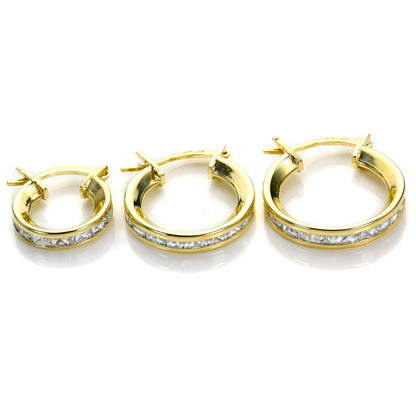 Boucles d'oreilles créoles en or jaune 9 carats et oxyde de zirconium