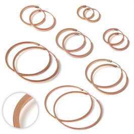 Boucles d'oreilles créoles carrées en argent sterling or rose de 1 mm (12 mm à 40 mm)