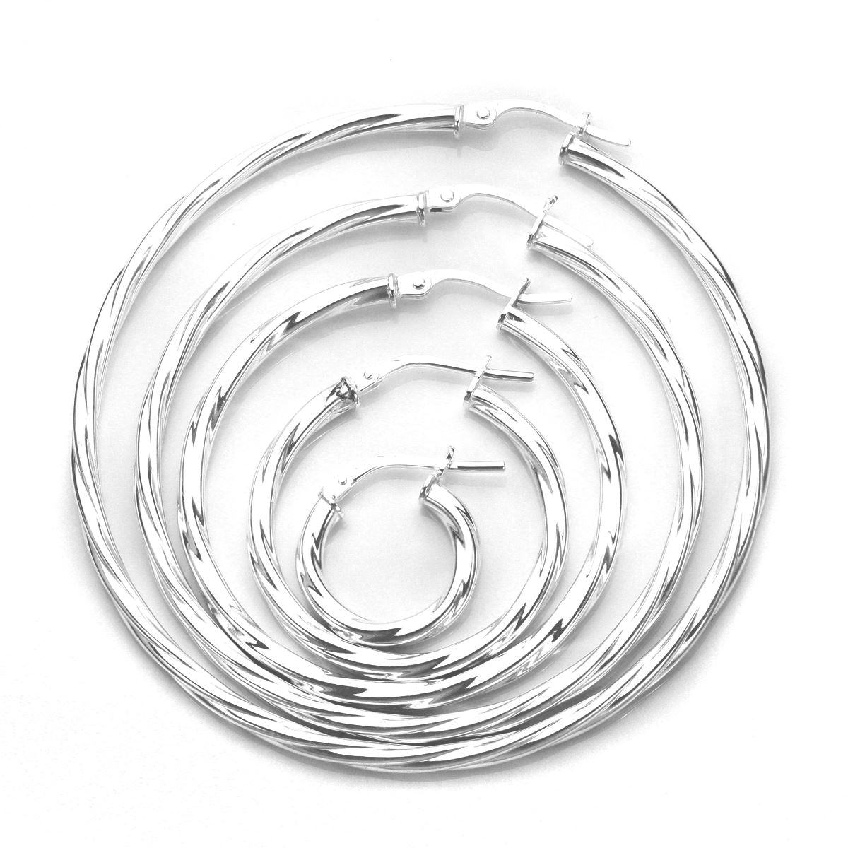 Boucles d'oreilles créoles en argent sterling torsadées de 2,5 mm