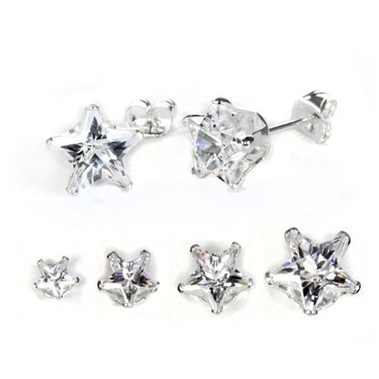 Boucles d'oreilles à tige en argent sterling avec étoile transparente en oxyde de zirconium