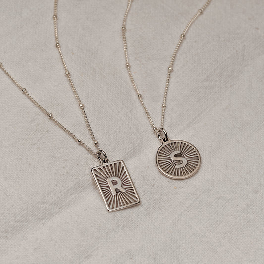 Personalised Sterling Silver Starburst Initial Necklace
