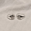 Chevalière ronde personnalisée en argent sterling avec initiale motif soleil, taille 49 à 70