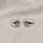 Chevalière ronde personnalisée en argent sterling avec initiale motif soleil, taille 49 à 70